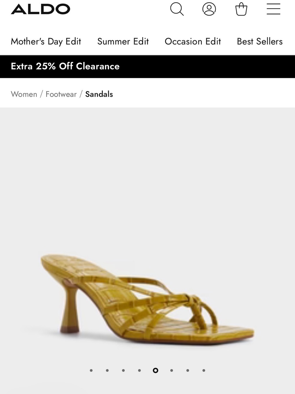 ALDO Yellow Knotted Strappy Mid-Heel Sandal NEW